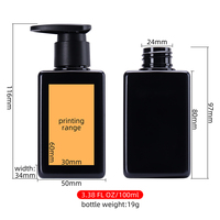 Bouteille carrée plate en plastique PET noire de 100 ml vide avec pompe pour savon et lotion, idéale pour le lavage du visage des hommes - Vente en gros