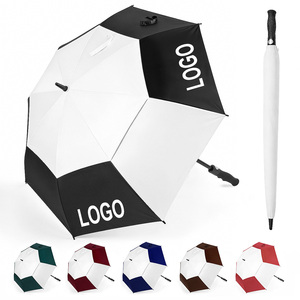 Extra Large Silver Coated UV Protective Automatic Open Double Layer Windproof Pongee Rain Custom Print Golf Umbrella with Logo