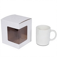 Boîtes en papier transparentes personnalisées en gros, écologiques, avec fenêtre, pour emballage de tasses, présentoir transparent pour cadeaux d'entreprise