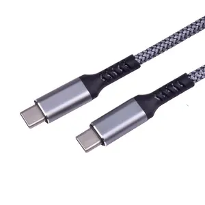 Grey 1M Wholesale Nylon Braided Fast Charging 5A Data Usb C Cable For Mobile Phone