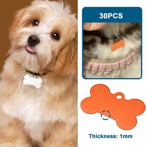 Étiquette d'identification de chien en forme d'os vierge en alliage d'aluminium imprimé UV pendentif de collier d'étiquette de nom d'animal de compagnie avec porte-clés pour la fabrication d'étiquettes Souvenirs - Product Image 3