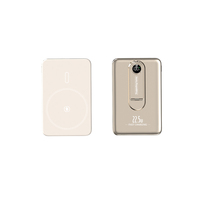 Chargeur magnétique ultra fin 5000 mAh avec support intégré, sortie sans fil 15 W PD 22,5 W Type-C, batterie externe portable