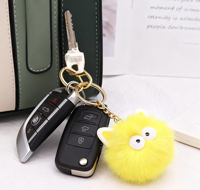 Fabricant en gros, pendentifs populaires en forme de boule de soie, mode, mignon, porte-clés pompon pour sac, logo personnalisé, métal