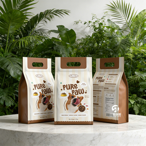 Custom Pet Food <b>Packaging</b> <b>Bags</b> 1kg 2kg 5kg | Stand Up Flat Bottom Aluminum Foil Pouches with Handle - Product Image 4