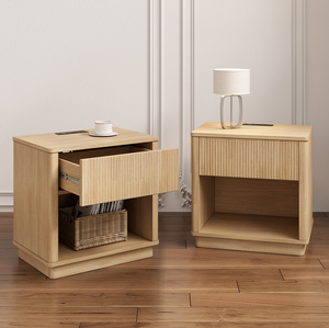Modern Wood Nightstand with 2 Drawers Outlet & USB Port Eco-Friendly Durable Design for Hotels & <b>Small</b> Spaces - Product Image 5