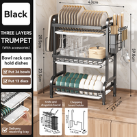 Étagère de Rangement Cuisine Multifonctionnelle pour Bols et Vaisselle, Égouttoir de Comptoir et Porte-Bagages