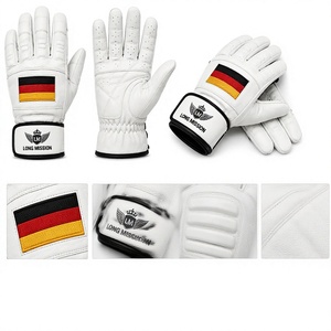 Long Mission Leather Motorbike <b>Gloves</b> White Germany Flag Sporty Style Wrist Length Breathable Fur Lined <b>Touchscreen</b> Leather - Product Image 5