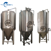 Tonsen 2000L Réservoir de fermentation 500L/5000L/1000L/1500L/700L Capacités Pompe de traitement de l'alcool PLC Navire à pression centrale