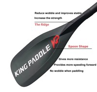 Pagaie gonflable Kingpaddle, nouveau design anti-torsion, réglable, en fibre de carbone, modèle S63, angle de lame de 10 degrés