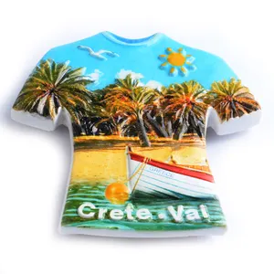 Cadeaux de voyage à la mode pas cher Design Crete Beach T-shirt Moule Résine Aimant de réfrigérateur