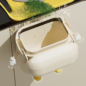 Cubo de basura grande, sin perforaciones, de estilo lujoso y atractivo, para cocina y baño, tipo sándwich, montado en la pared. - Product Image 3