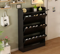 Meuble à chaussures moderne ultra-fin en bois pour petits appartements - Casier d'entrée étroit pour rangement