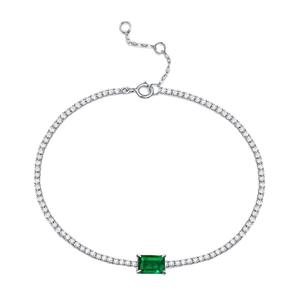 Pulsera de Silicona Ajustable con Esmeralda Cultivada en Laboratorio, Corte Esmeralda, Regalo para Parejas, Moda 2024 - Product Image 1