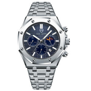 ساعة كوارتز رجالية متعددة الوظائف مقاومة للماء وعالية الجودة بحزام فولاذي وشعار مخصص الأكثر مبيعًا - Product Image 2