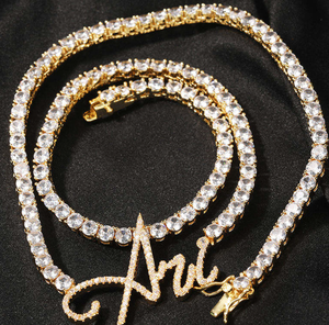 Personalizable nombre placa colgante 18K chapado en oro CZ tenis cadena conectada Collar <span class=keywords><strong>para</strong></span> Mujeres Hombres latón circón <span class=keywords><strong>para</strong></span> regalo - Product Image 4