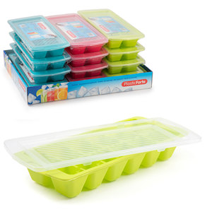 Vassoio per Cubetti di Ghiaccio PlasticForte con Coperchio, Dimensioni Standard, Durevole, Riutilizzabile, per Conservazione Domestica, Colori Assortiti - Product Image 1