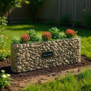Jardinière surélevée en gabion 129,9x19,7x39,4 pouces en fer galvanisé, pots de fleurs, jardinières de jardin, design rustique - Product Image 2