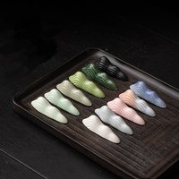 Soporte para Pinceles de Cerámica Celadon Hecho a Mano con Diseño de Montaña, para Ceremonia del Té Chino Gongfu, Decoración Zen para Escritorio, Herramienta para Té