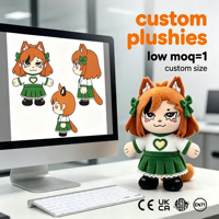 Peluche personnalisée de fille chat anime, conception OEM ODM, personnage de dessin animé, peluche douce pour collection ou cadeau