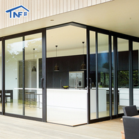 Porte coulissante noire imperméable NF moderne pour villas cloison finie avec ouverture manuelle élégante et élégante