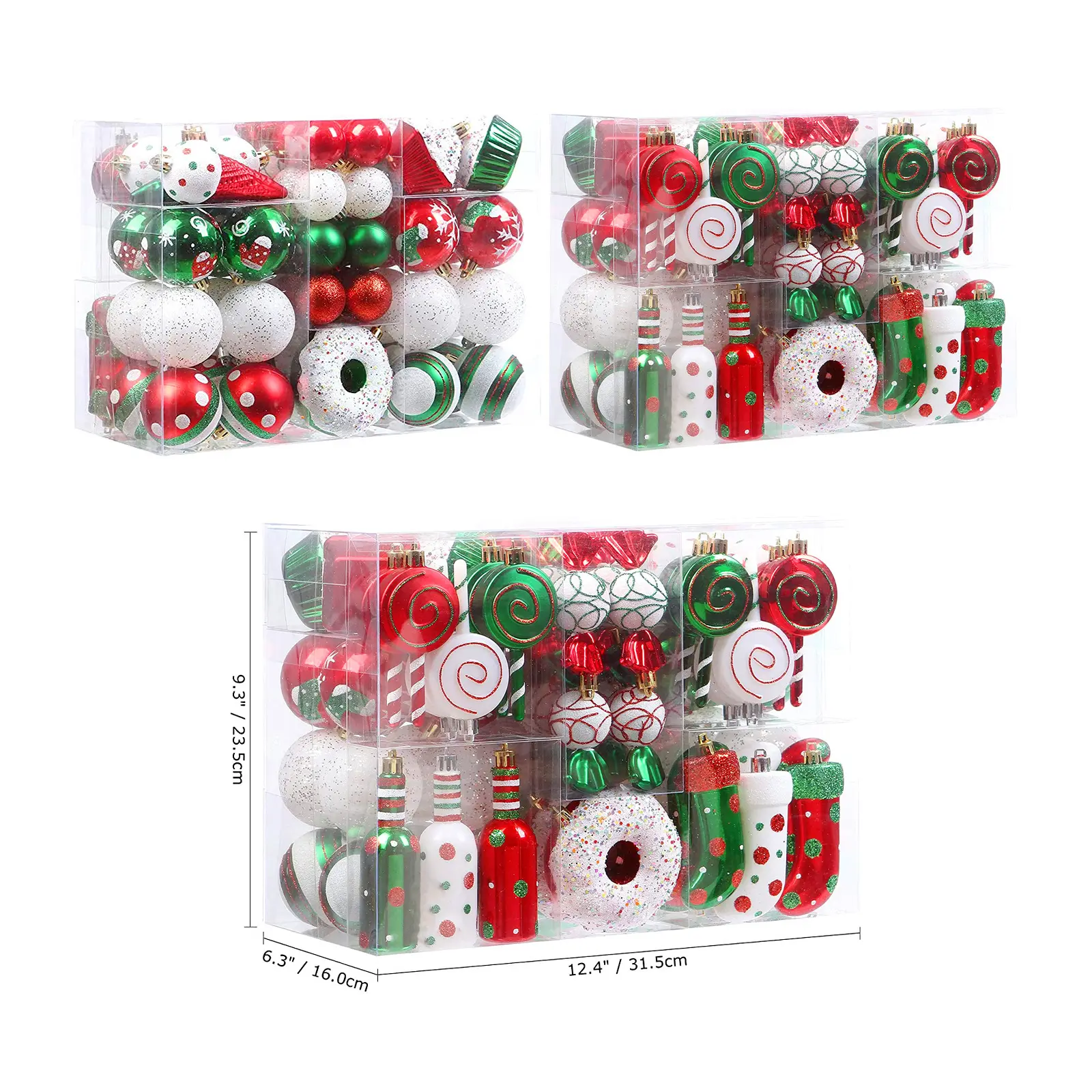 DIY 80PCS/box Christmas Balls Painted Ball Set Christmas Styles Decorative Hanging Tree Pendants
