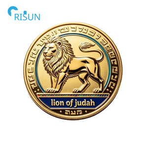 Pièce commémorative personnalisée du Lion de Juda, symbole religieux du judaïsme, avec inscription de la foi de Josué, jeton, médaillon, pièce de défi personnalisée du Lion de Juda - Product Image 2