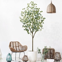 Arbre à monnaie en eucalyptus artificiel réaliste en pot, plante d'intérieur, bonsaï pour la décoration du salon et de la maison
