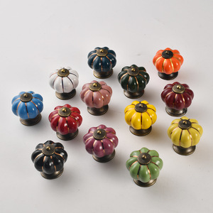 <b>Ceramic</b> Cabinet <b>Knob</b> Pumpkin Shape Colorful European Style Drawer Handle Furniture Decorative <b>Knob</b> Durable Design - Product Image 3