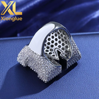 Bague en cuivre pour homme style Hip Hop avec pierre naturelle et zircone intégrale, lettre M sertie griffe, cadeau brillant