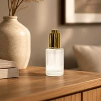 Mini 30ml Mattglas-Pumpflasche mit Goldpumpe, Leere Reisegröße Kosmetikflasche für Proben, Öl- und Serumverpackungen