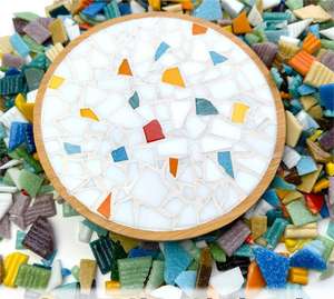 Vente en gros 1000g Carreaux de mosaïque en cristal de couleur mélangée Vitrail brillant Formes assorties en vrac pour le bricolage et la décoration intérieure - Product Image 2