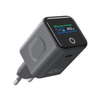 Chargeur rapide TFT 45W AVS GaN PD avec écran pour ordinateur portable, téléphone, tablette