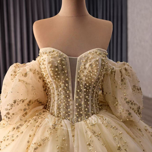 Robe de soirée vintage 251127, style princesse, ornée de perles et de cristaux, taille naturelle, perles champagne, robe de bal bouffante pour Quinceañera - Product Image 5