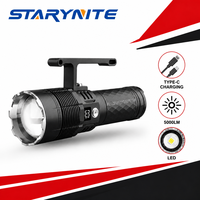 Lampe torche LED laser blanche 5000LM rechargeable, étanche IP67, zoomable, tactique, faisceau longue portée 1000m, projecteur extérieur