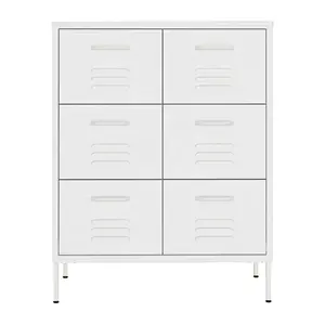 Longli Furniture Luxury Metal Storage Locker 6 Drawer Steel Chest Multi-purpose Steel Cabinet