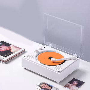 Lecteur CD de bureau style vinyle rétro, haut-parleurs stéréo intégrés, streaming sans fil, entrée AUX, lecture USB, appareil audio multifonctionnel - Product Image 2