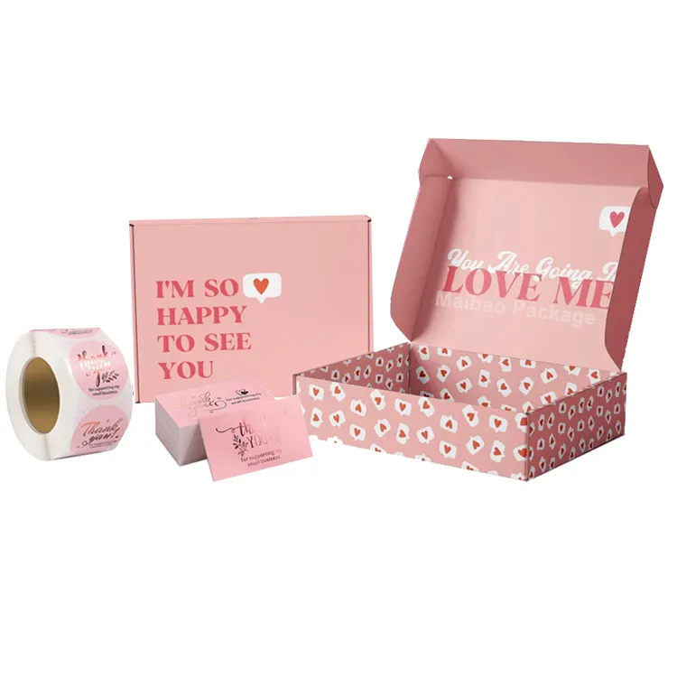 Offre Spéciale personnalisé rose Kraft carton expédition boîtes postales éponge chaussure soins de la peau beauté tissu cadeau livraison emballage Logo