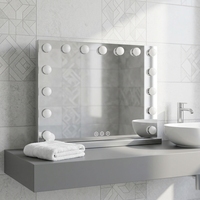 Miroir de maquillage de salle de bain éclairé par LED avec cadre en métal, design princesse, HD, avec ampoules