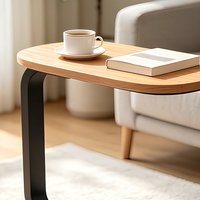 Petite table d'appoint ronde moderne en bois pour salon, table basse à côté du canapé sur balcon, table de chevet dans la chambre