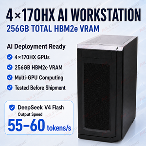 เวิร์กสเตชัน 4 x CMP 170HX AI พร้อมหน่วยความจำ HBM2e VRAM รวม 256GB เซิร์ฟเวอร์ประมวลผลแบบ Multi-GPU รุ่น 7K62 สำหรับการประมวลผลแบบ DeepSeek V4 ขนาดใหญ่ - Product Image 1