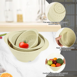 Panier égouttoir <span class=keywords><strong>pliable</strong></span> en silicone pour cuisine, <span class=keywords><strong>passoire</strong></span> <span class=keywords><strong>pliable</strong></span> avec structure en acier inoxydable 304 pour le lavage des fruits et légumes - Product Image 4
