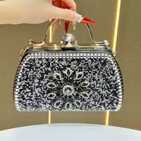 Sac de soirée métallique Miss Unique avec sertissage de diamants, pochette rigide scintillante pour femme avec strass, sac à main de banquet, pochette de bal