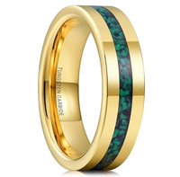 Bague de fiançailles vintage en tungstène plaqué argent 4 mm hautement poli avec incrustation d'opale pour hommes et femmes, bagues de mariage