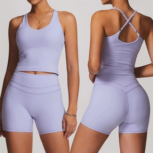 LULU Custom Women's <strong>Workout</strong> <strong>Sets</strong> Fitness Gym Sportswear Clothes 2 Piece Crop Top and <strong>Yoga</strong> Shorts <strong>Set</strong> - Product Image 1