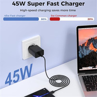Chargeur 45w Type C ultra rapide pour téléphone, chargeurs 45w Slim 45watt GaN, adaptateur de voyage universel PD 45w, chargeur USB C