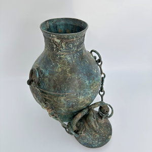 Hu Ancien Navire En Bronze Couvercle En Forme D'oiseau Poignée De <span class=keywords><strong>Poutre</strong></span> De Chaîne Forme Réaliste Motifs Complexes Intégrant Parfaitement Artisanat En Métal - Product Image 3