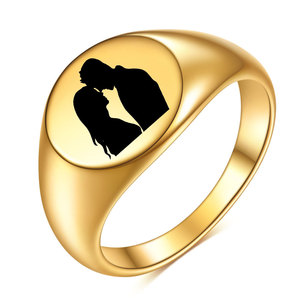 Anillo de Pareja Grabado para Enamorados, 12MM, Redondo, Liso, Unisex, Joyería de Compromiso, Acero, Oro, Negro, Oro Rosa - Product Image 3