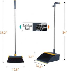 Juego de Escoba y Recogedor de Mango Largo con Cerdas de Nylon Resistentes y Ecológicas para Limpieza de Pisos en Múltiples Habitaciones - Product Image 3