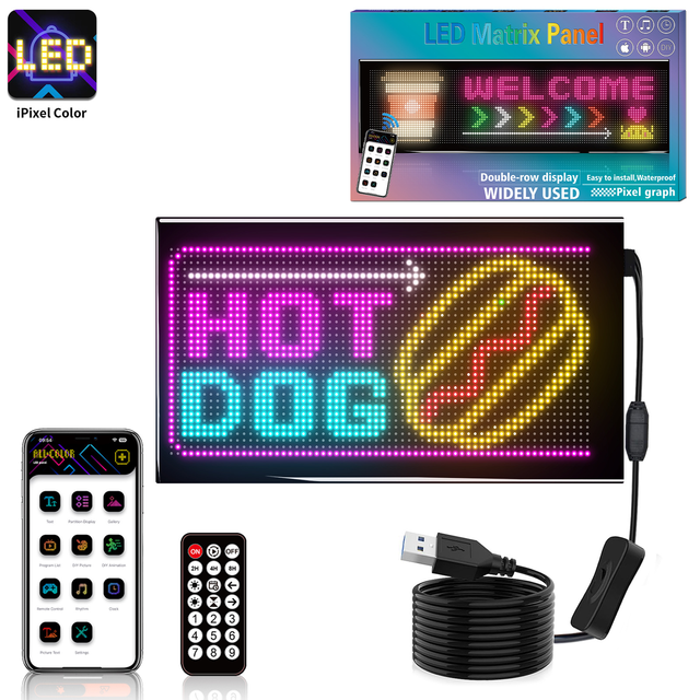 LED Matrix Pixel Panel USB 5V Flexible Addressable RGB Pattern Graffiti Scrolling Text Animation Display Car Shop  APP