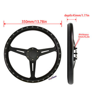 TIYPEOR universel 350mm nouveau volant de voiture de course en alliage d'aluminium noir mat perforé modifié - Product Image 2